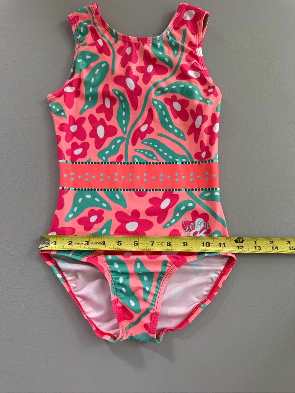 GK Elite Gymnastics Leotard Simone Biles Flower Power Sequin Bling Child Large